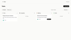 Syl task board tracks a launch checklist and a decision waiting for the owner. thumbnail