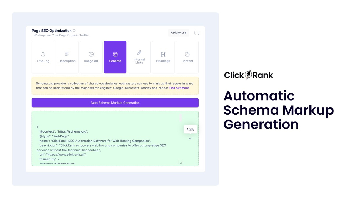 Automated schema markup
