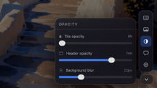 change tile opacity or background blur based on need thumbnail