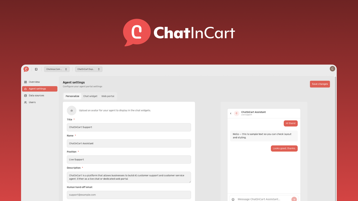Configure and brand your AI agent easily.