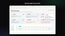 Recall Insights view showing focus modes — Locked in, Scattered, Reactive, Re-entry, Overloaded — with percentages and an hours-by-mode timeline thumbnail