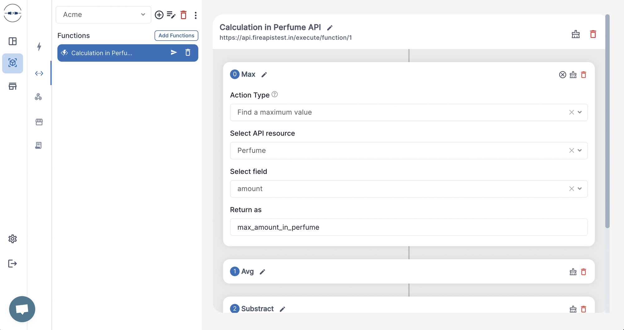 Functions dashboard