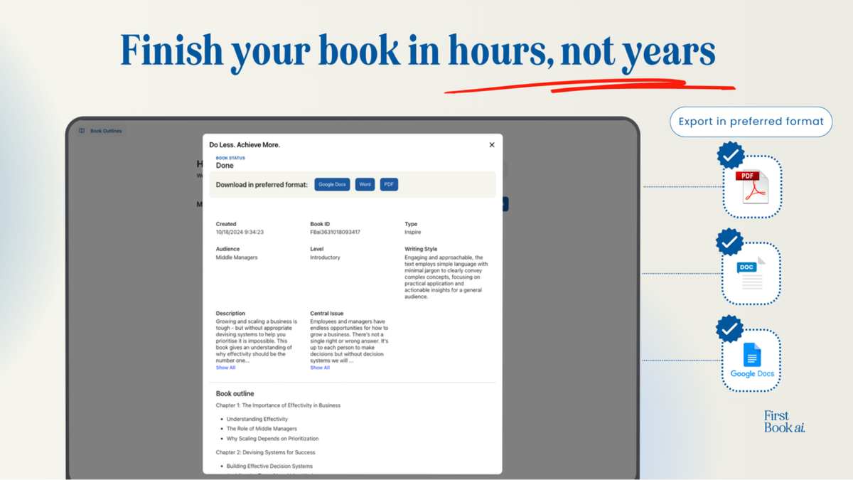 Finish your book in hours, not years