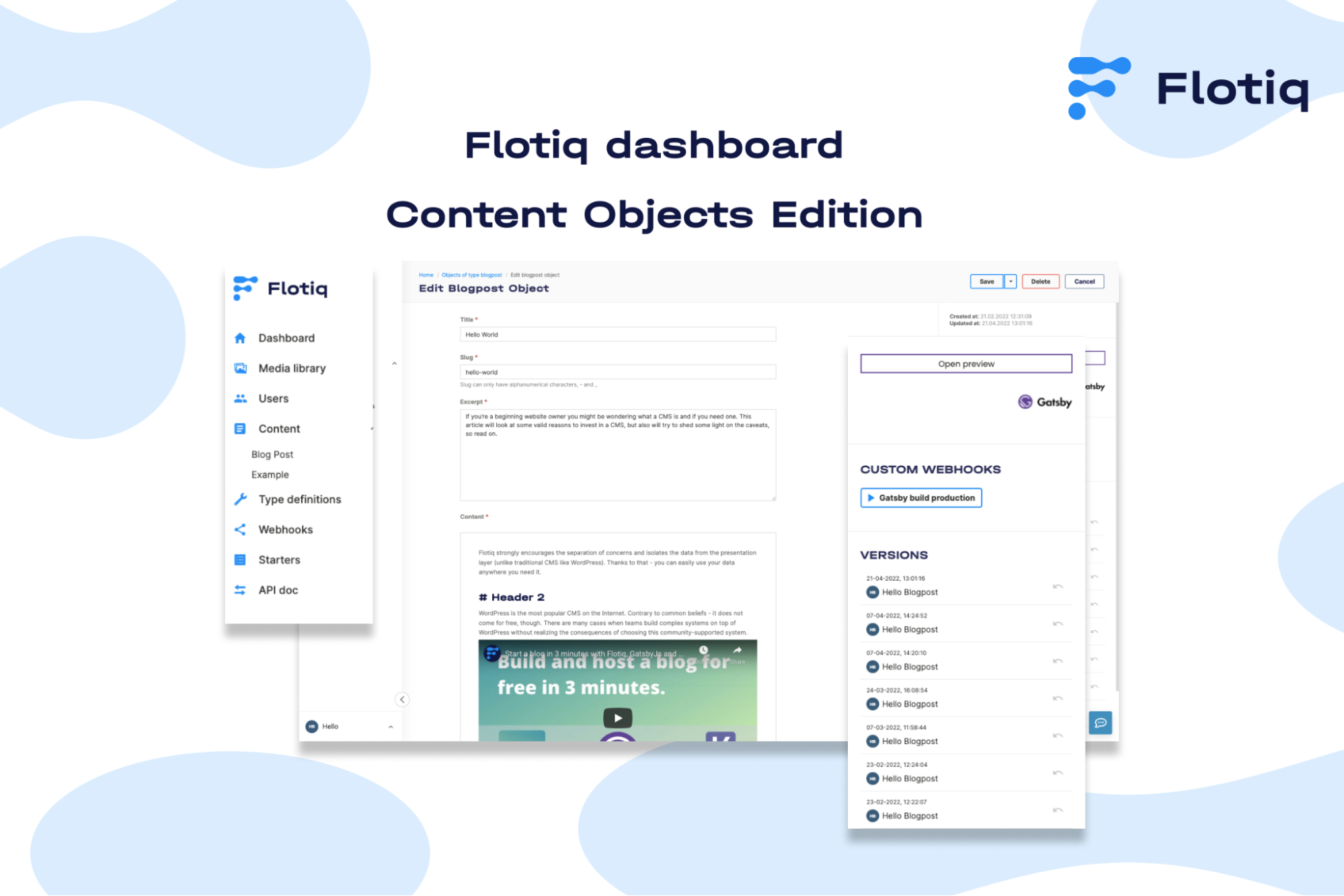 Flotiq dashboard