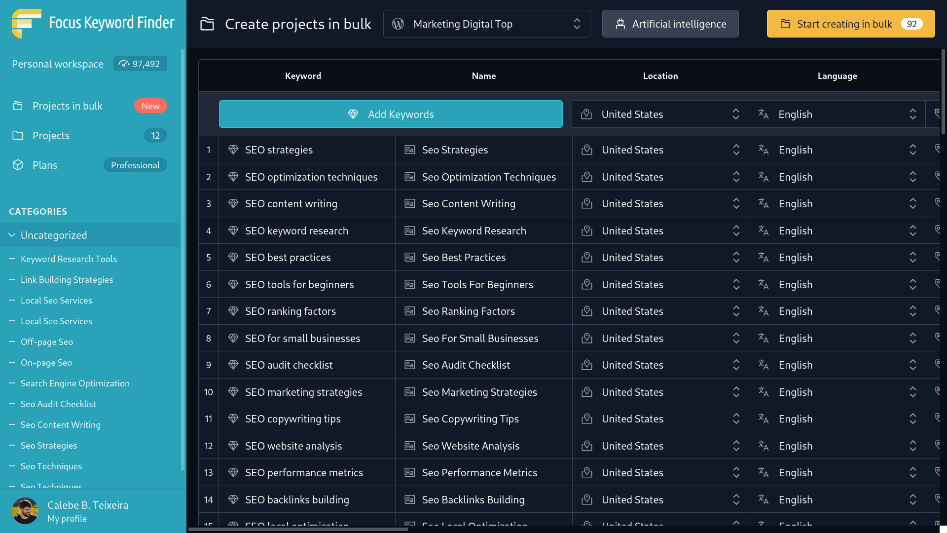Create content in bulk