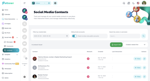 Monitor activity in the Social Hub