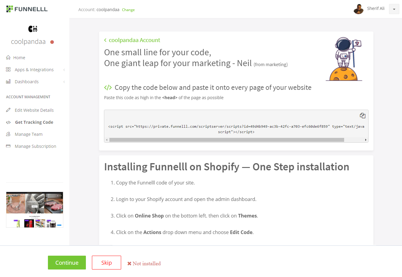 Installation on Shopify