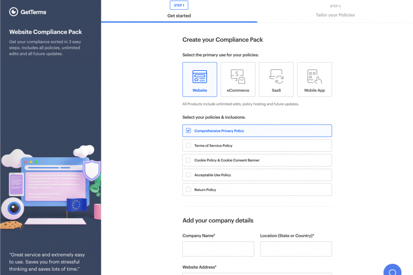 Comprehensive Package order form