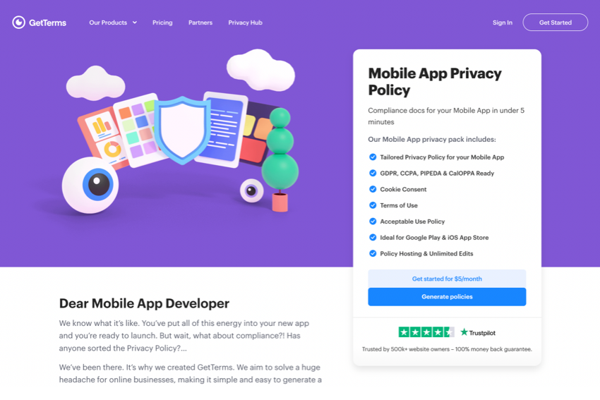 Mobile app privacy pack snapshot