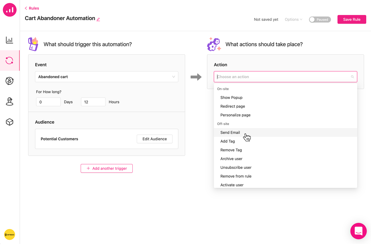 Cart abandonment automation