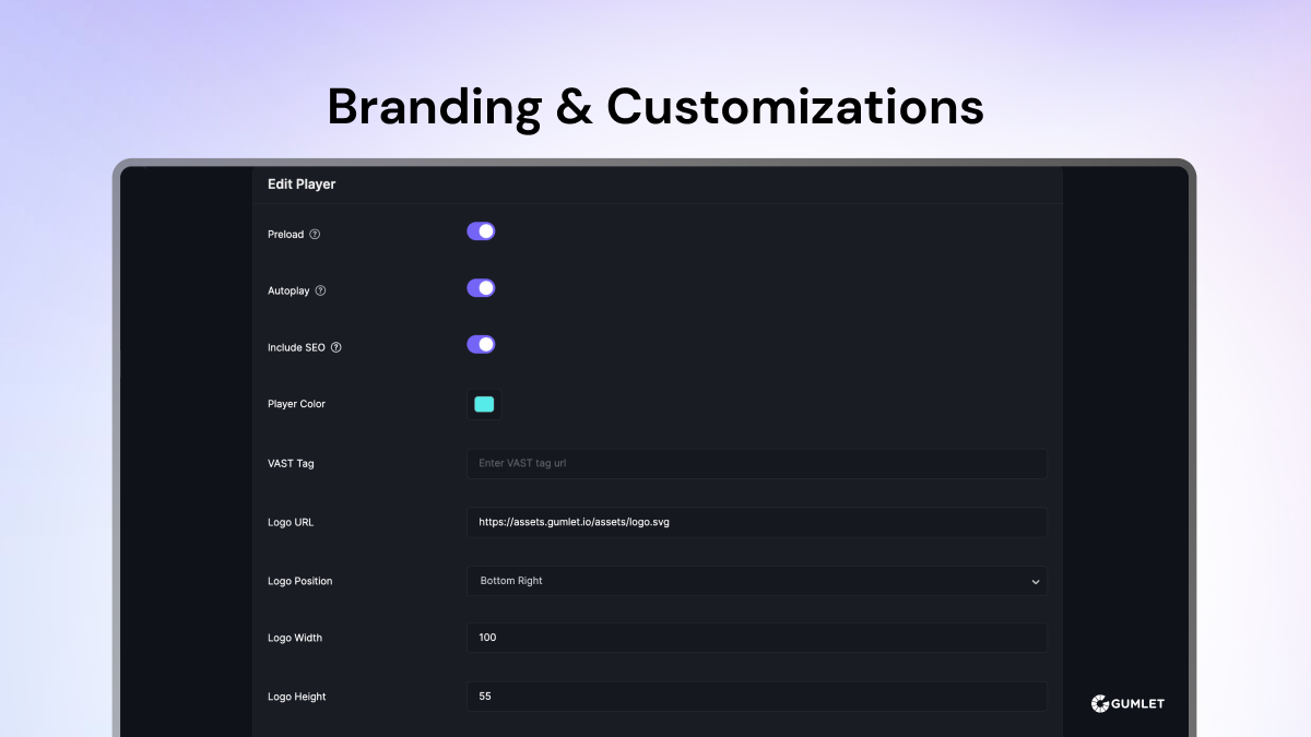 Branded videos and video players