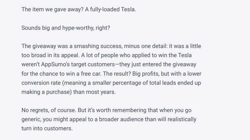 Tesla giveaway anecdote page sample