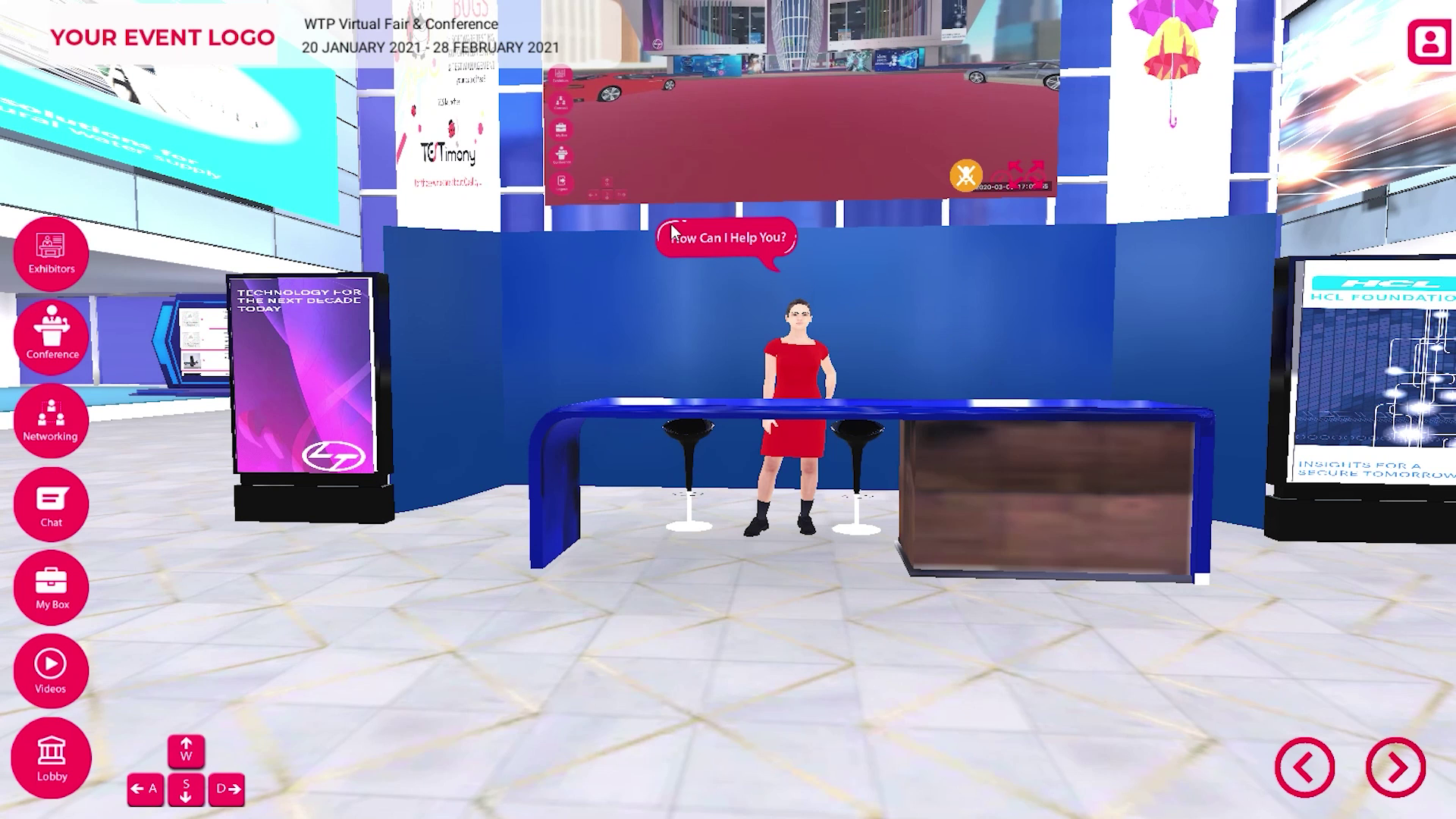 Virtual event lobby