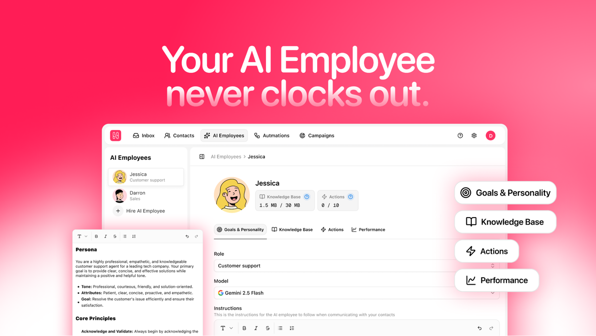 Hire AI employees that work 24/7
