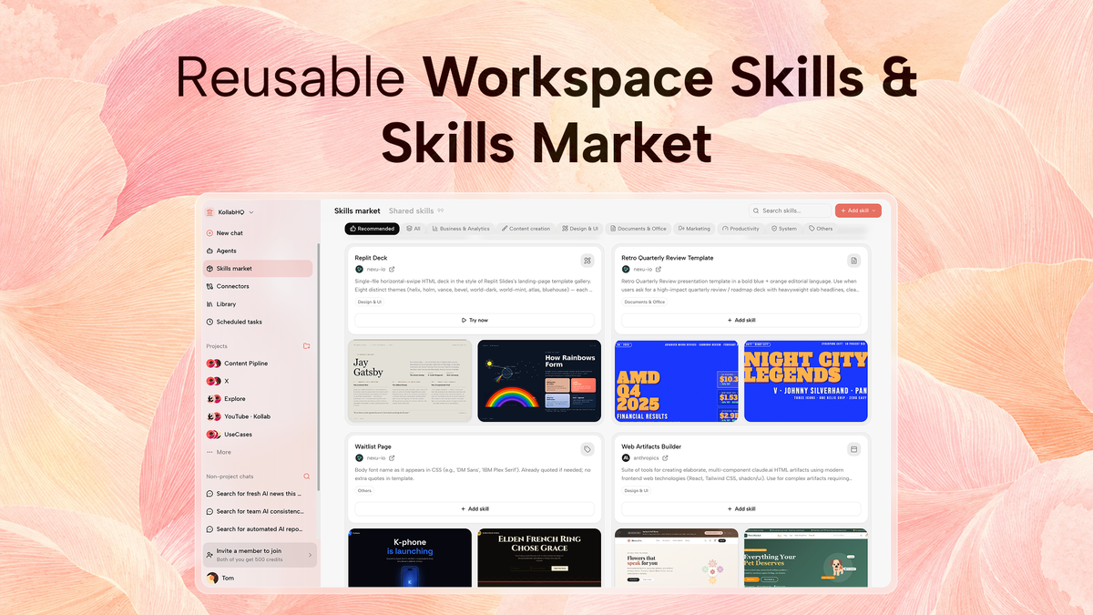 Save your best workflows as reusable skills