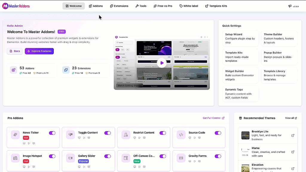 Control every widget and extension