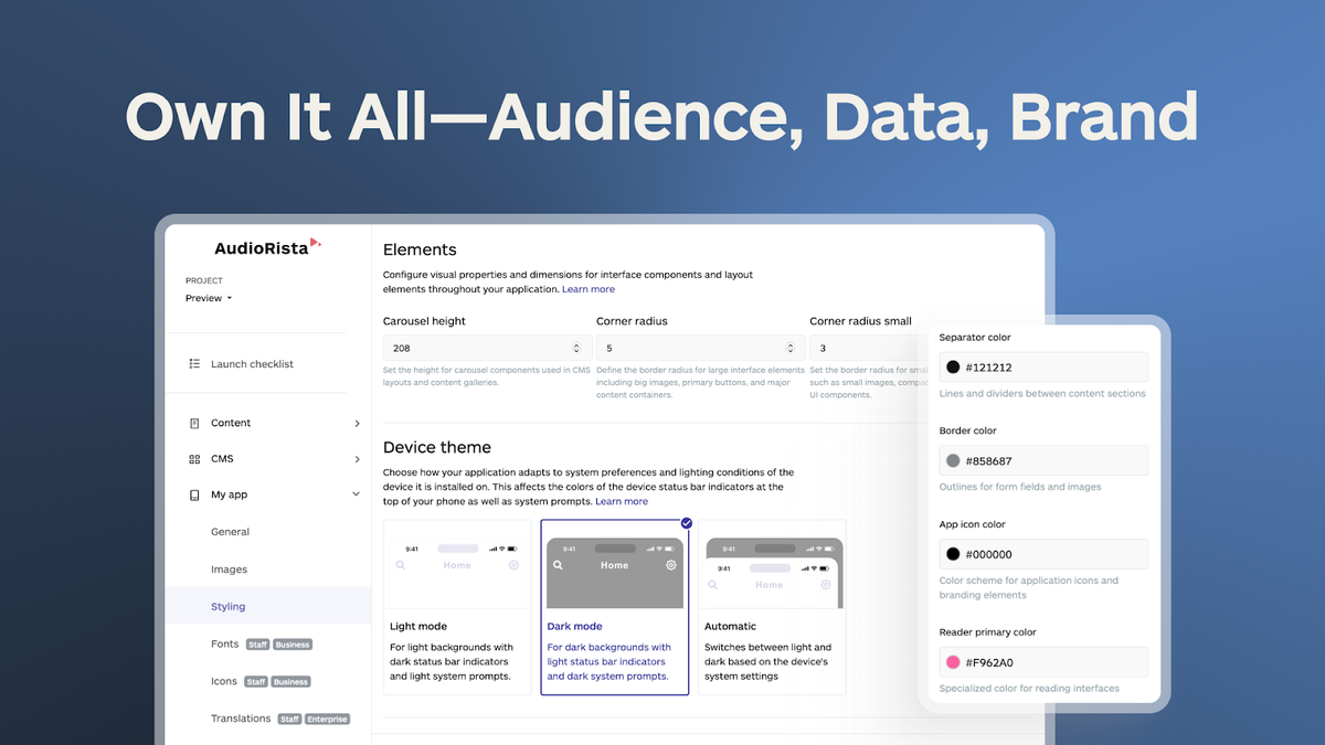 Own your audience and data (Tiers 2 and up) 
