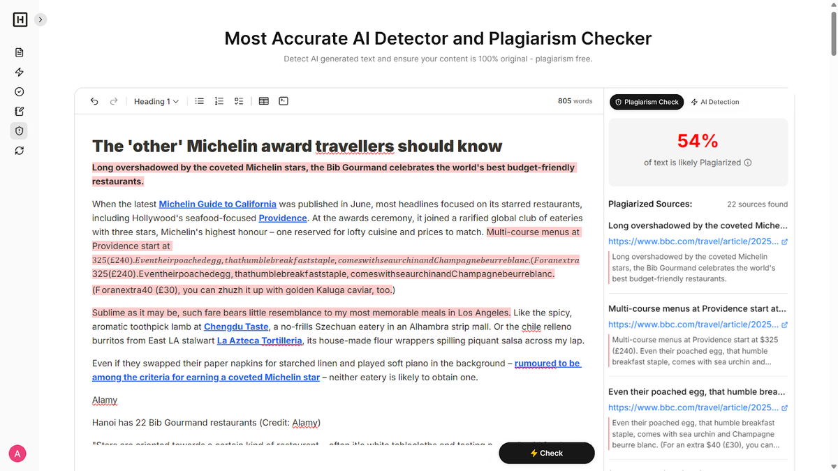 Detect AI and plagiarism