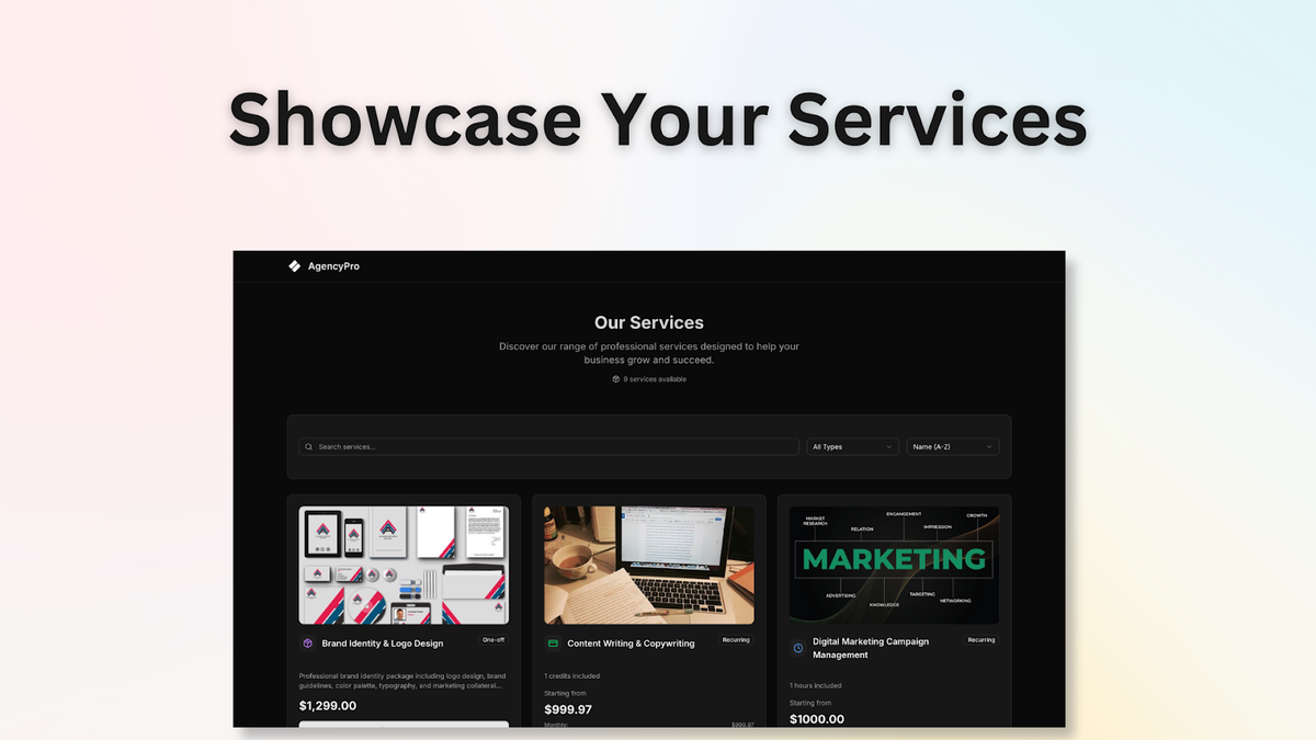 Showcase your services