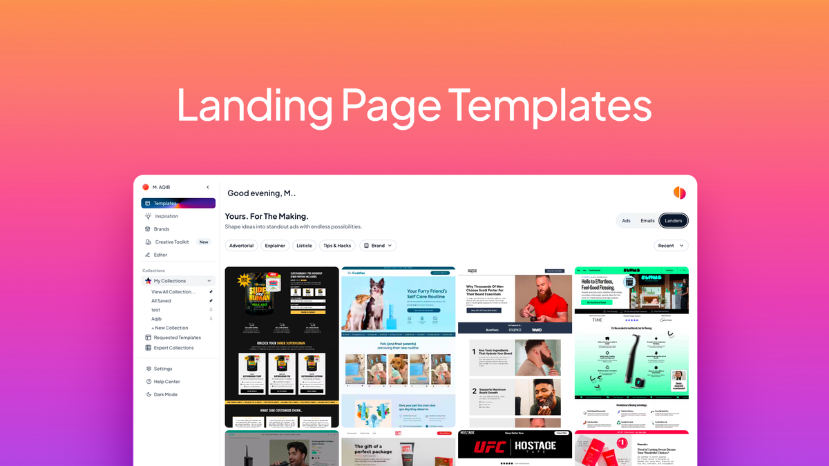 Landing page templates