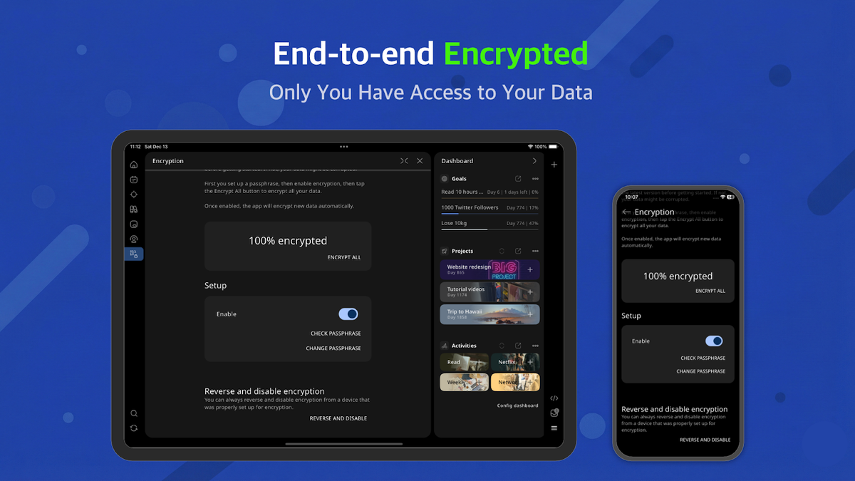 End-to-end encryption settings