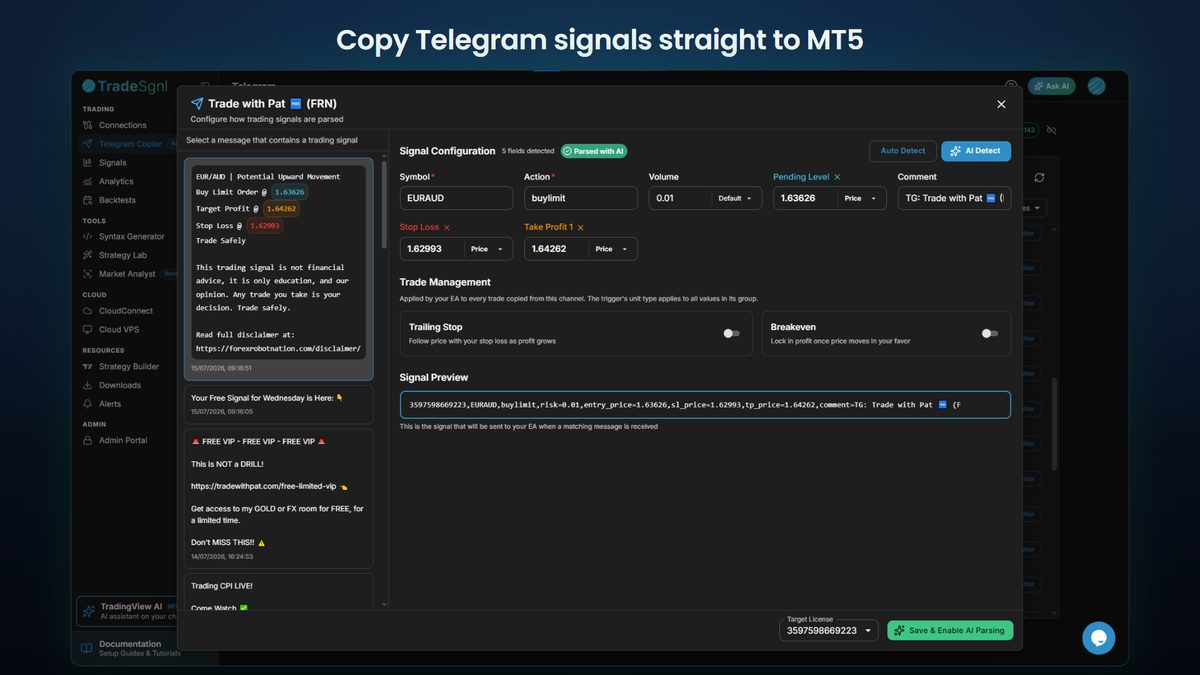 Let AI handle your Telegram signals