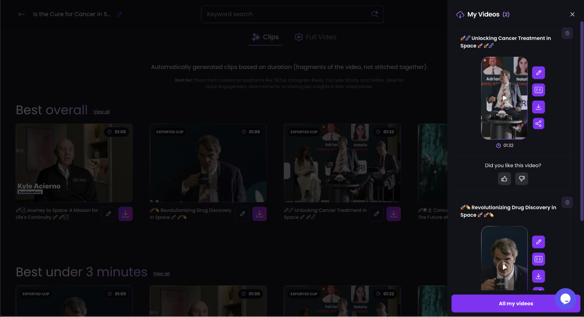 Export polished videos in one click