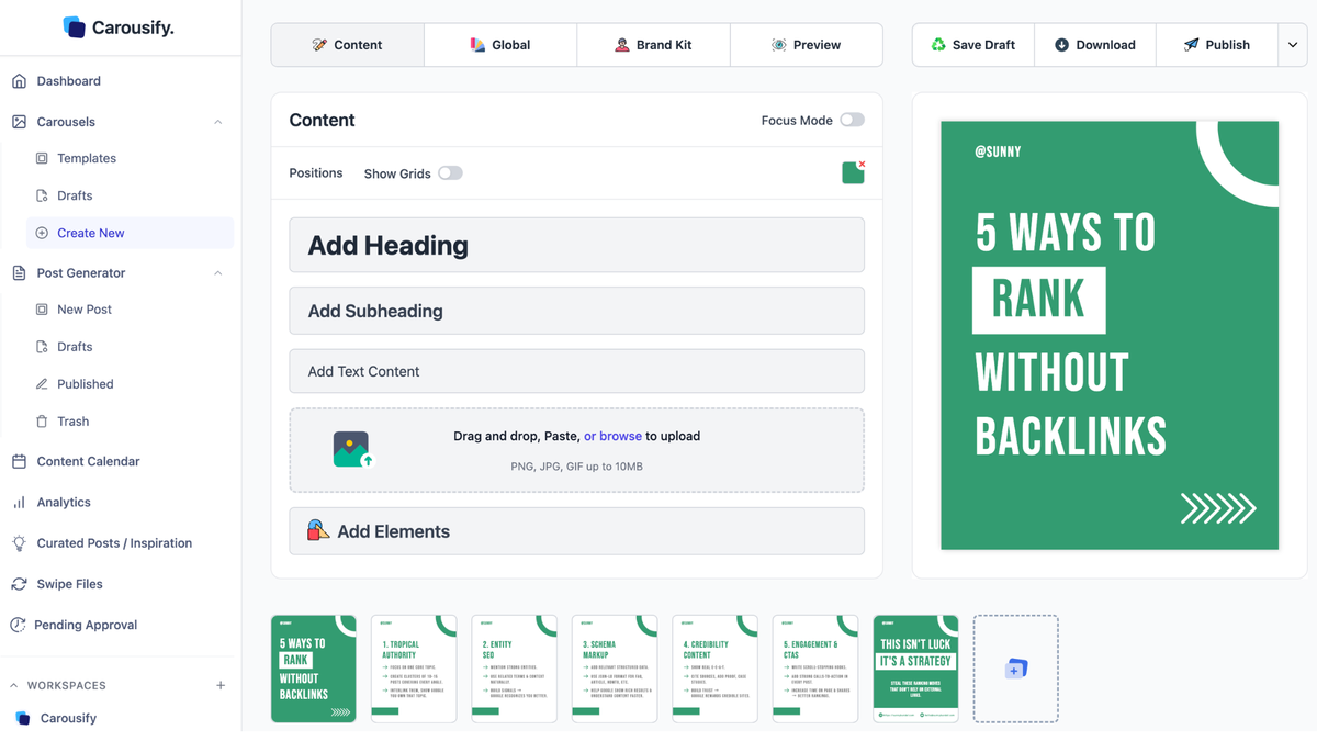 Turn any content into a LinkedIn carousel