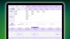 Sales stages dashboard with calendar thumbnail