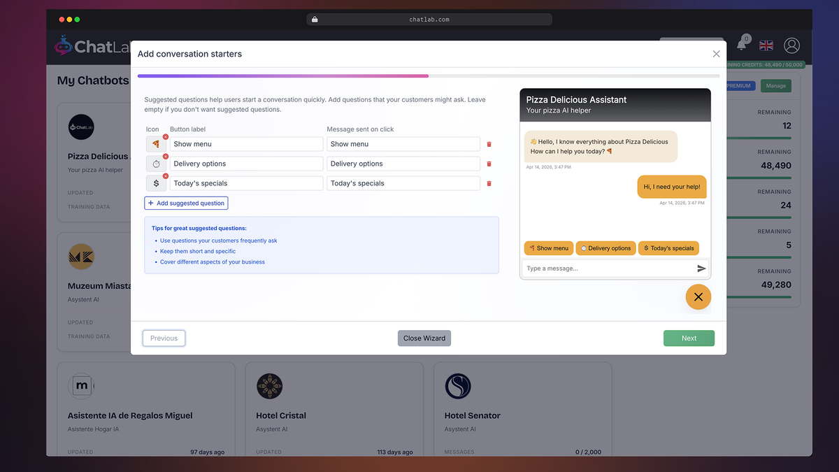 Set up and personalize your chatbot