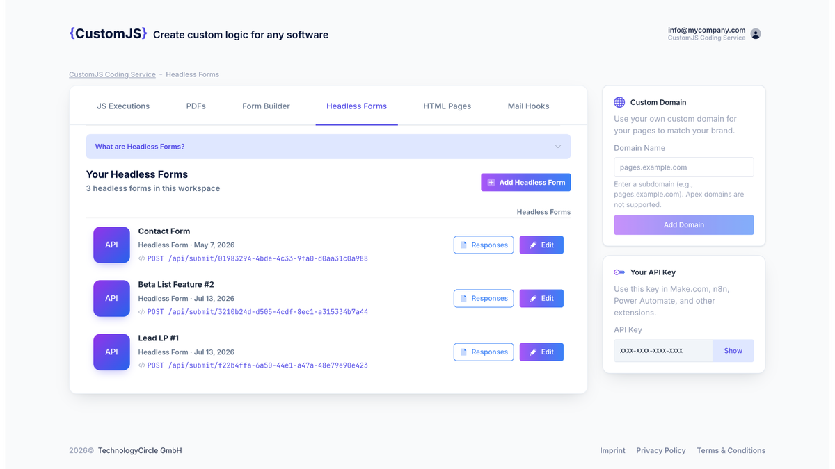 Capture form data without the overhead