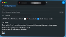 Email with voice dictation waveform thumbnail