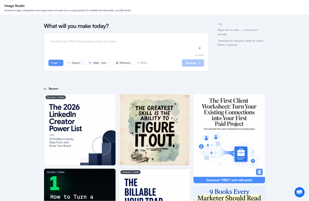 Build carousels, infographics, and images fast