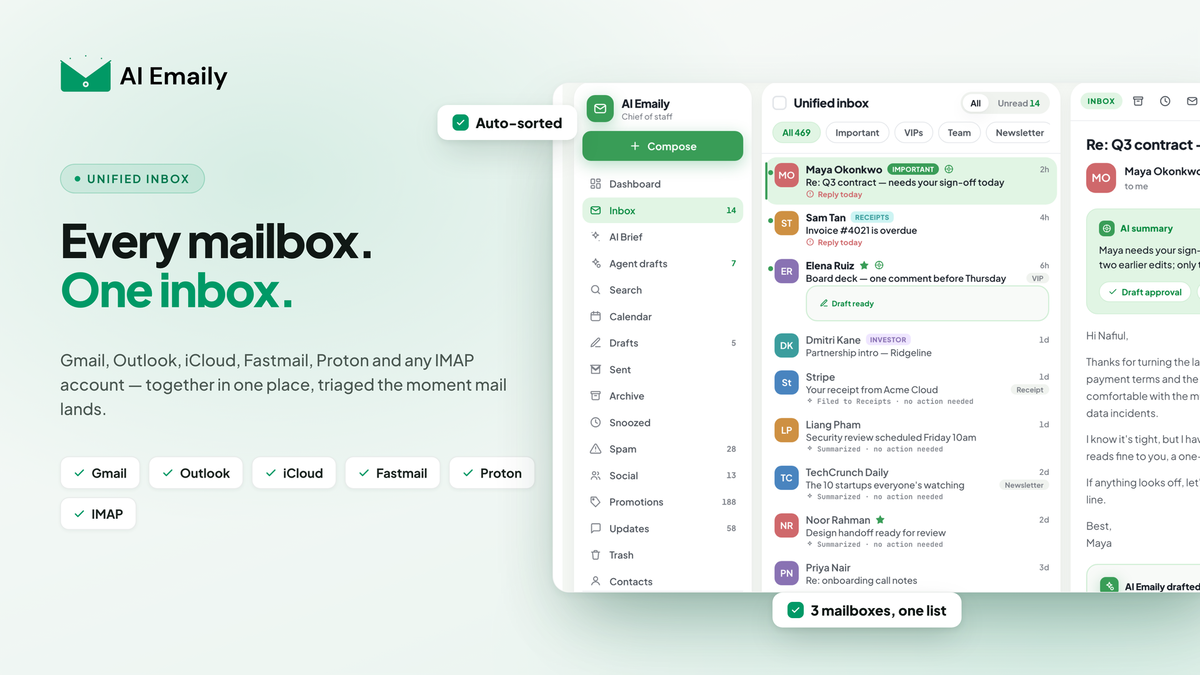Access every inbox in one place