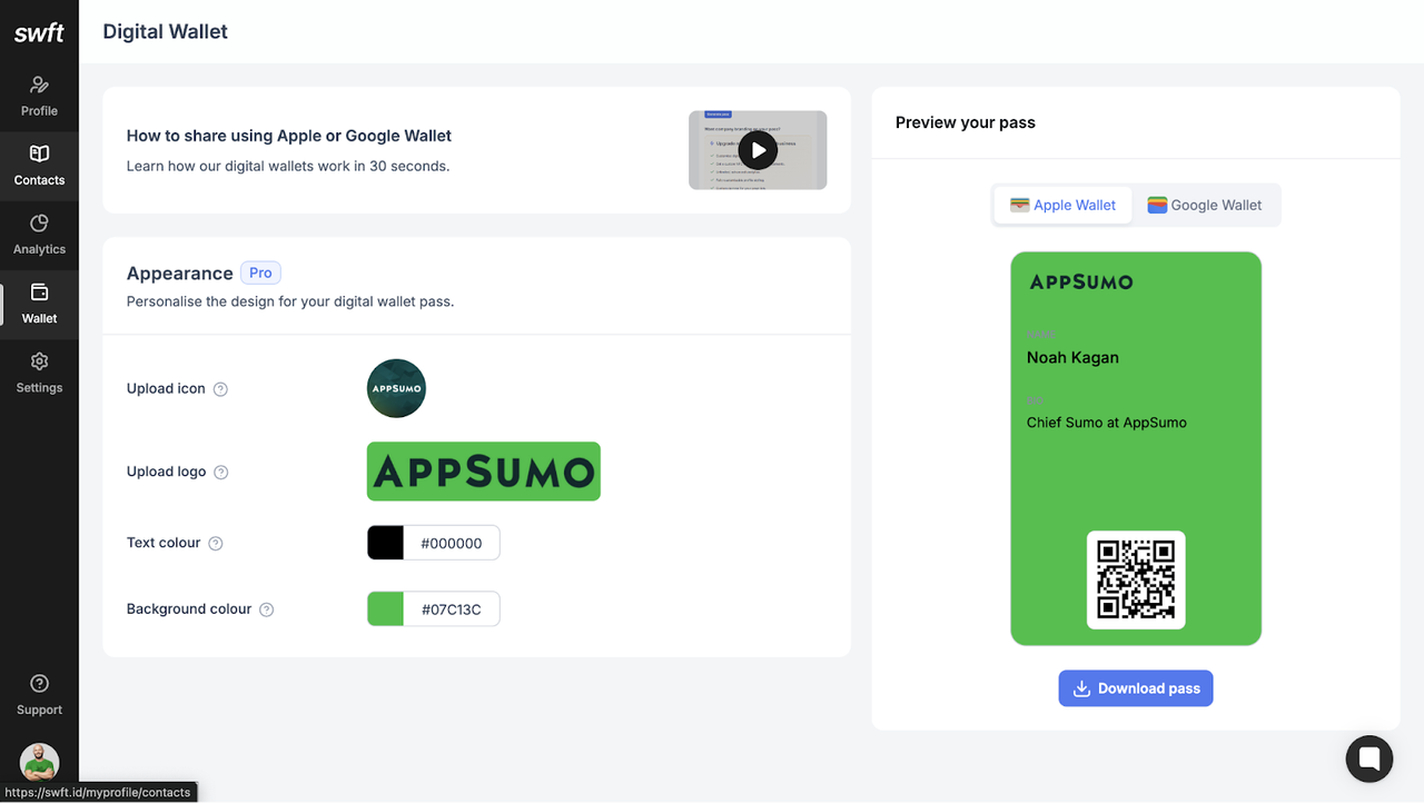 Share your business card instantly