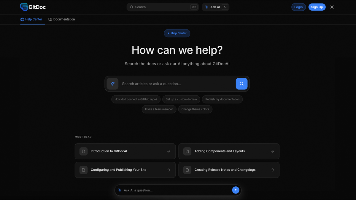 Help center with AI search