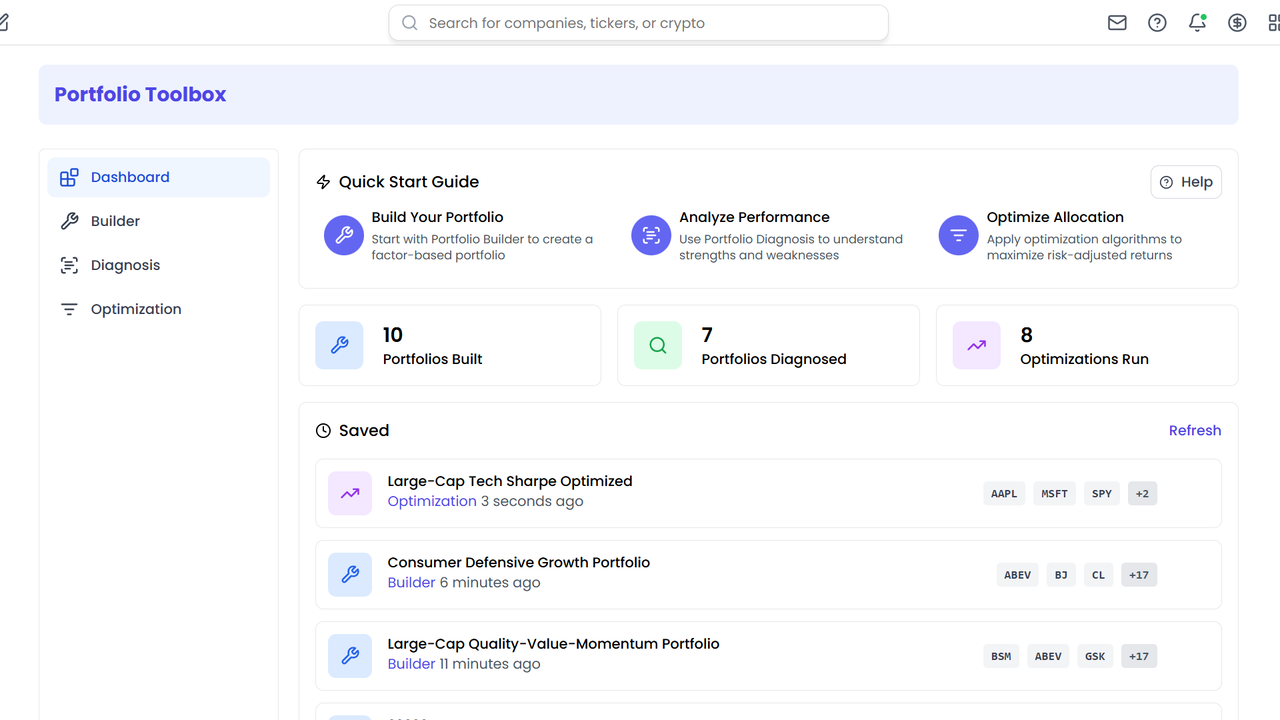 Portfolio toolbox
