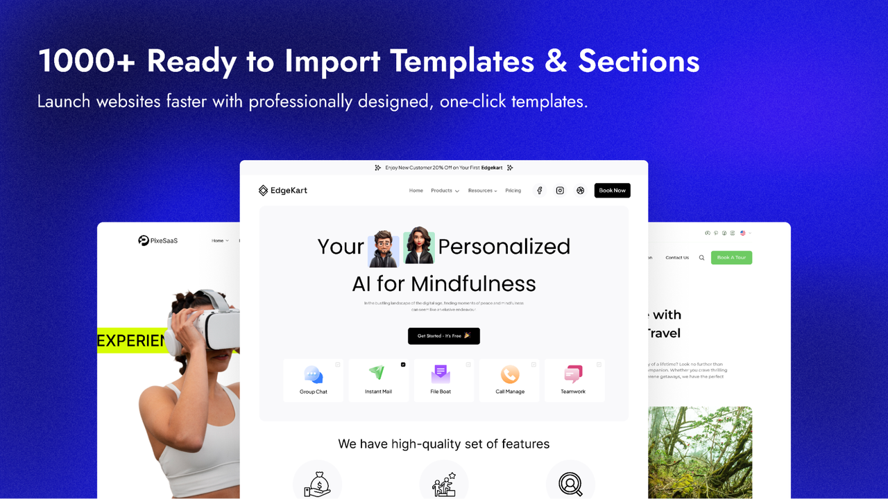 Build faster with 1,000+ templates