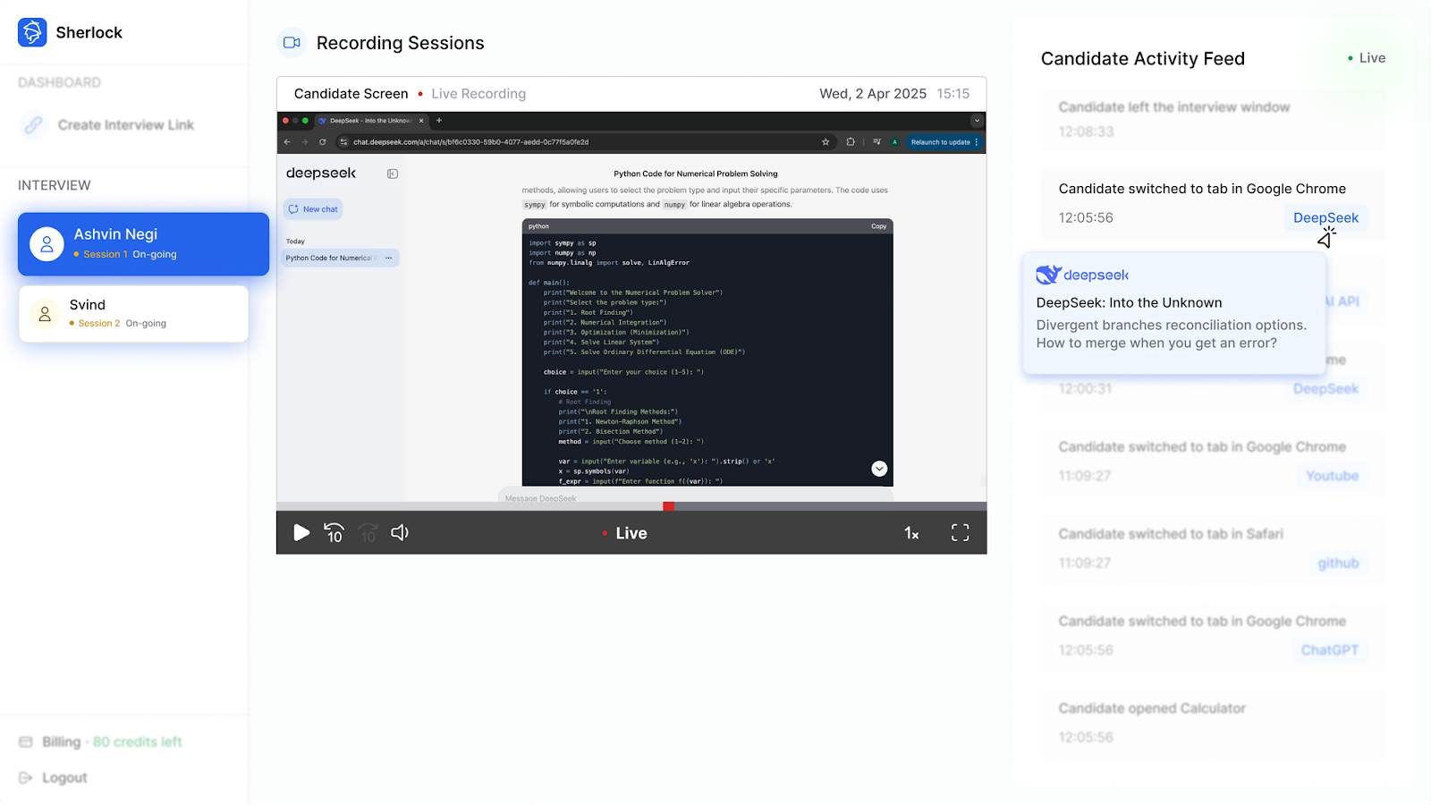 Live activity monitoring