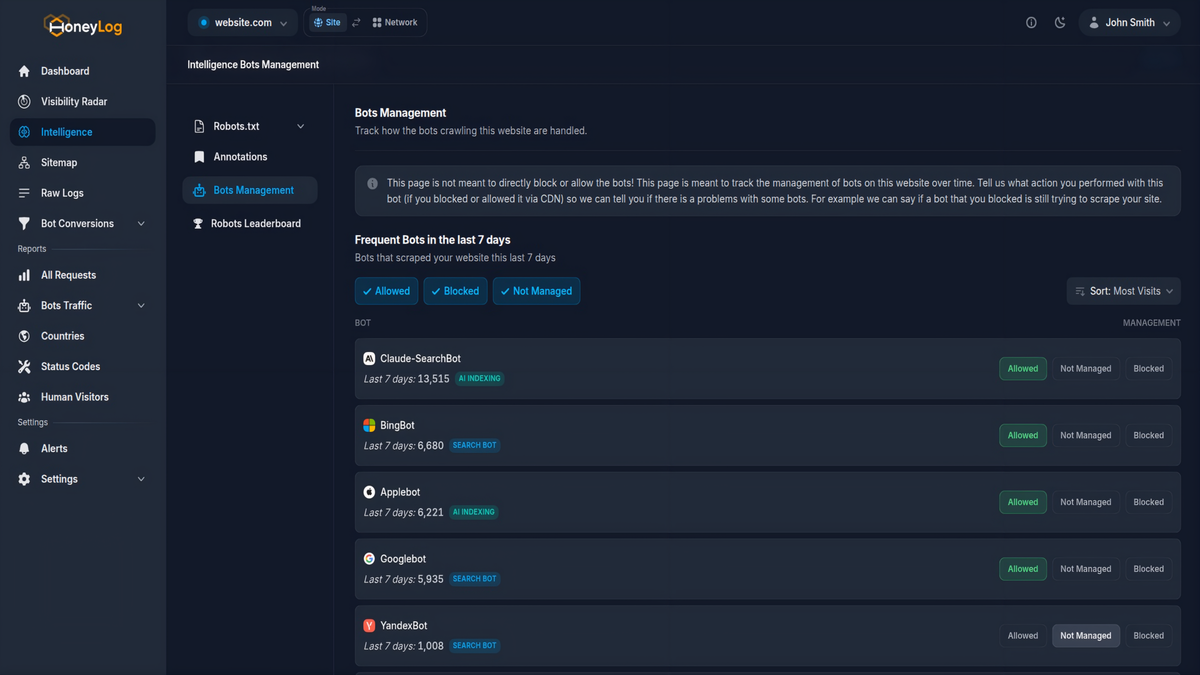 Track your bot management decisions