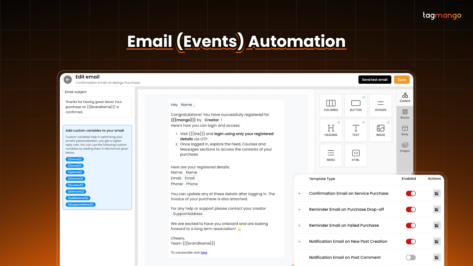 Automated email notifications