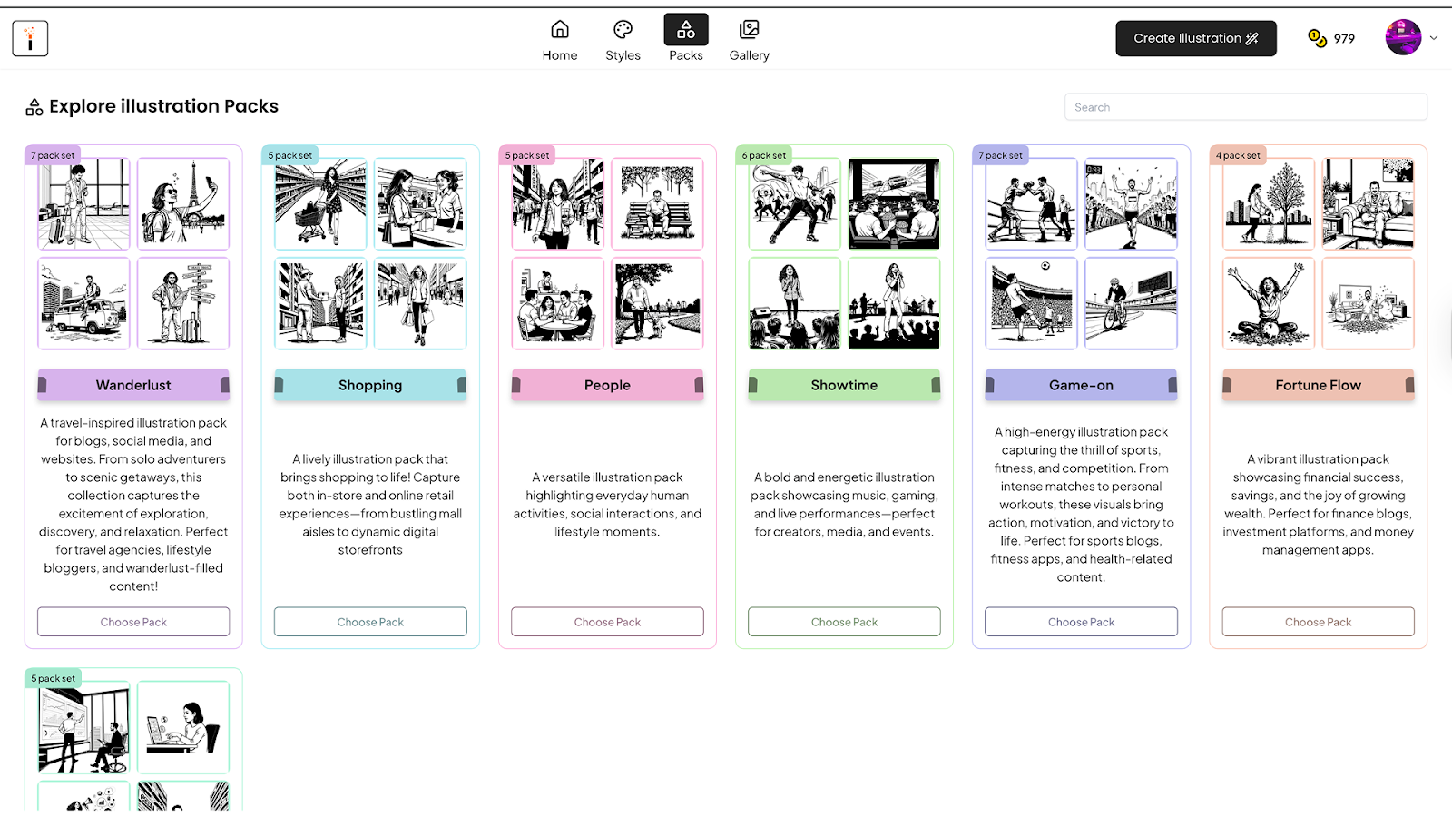 Packs d'illustrations