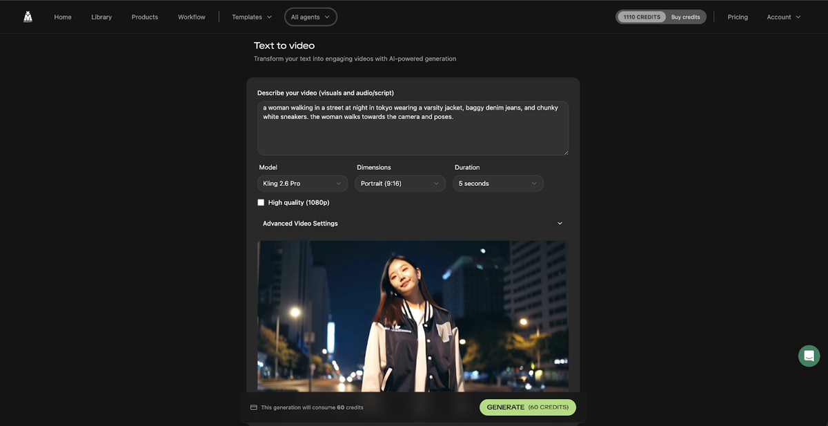 Text-to-video feature