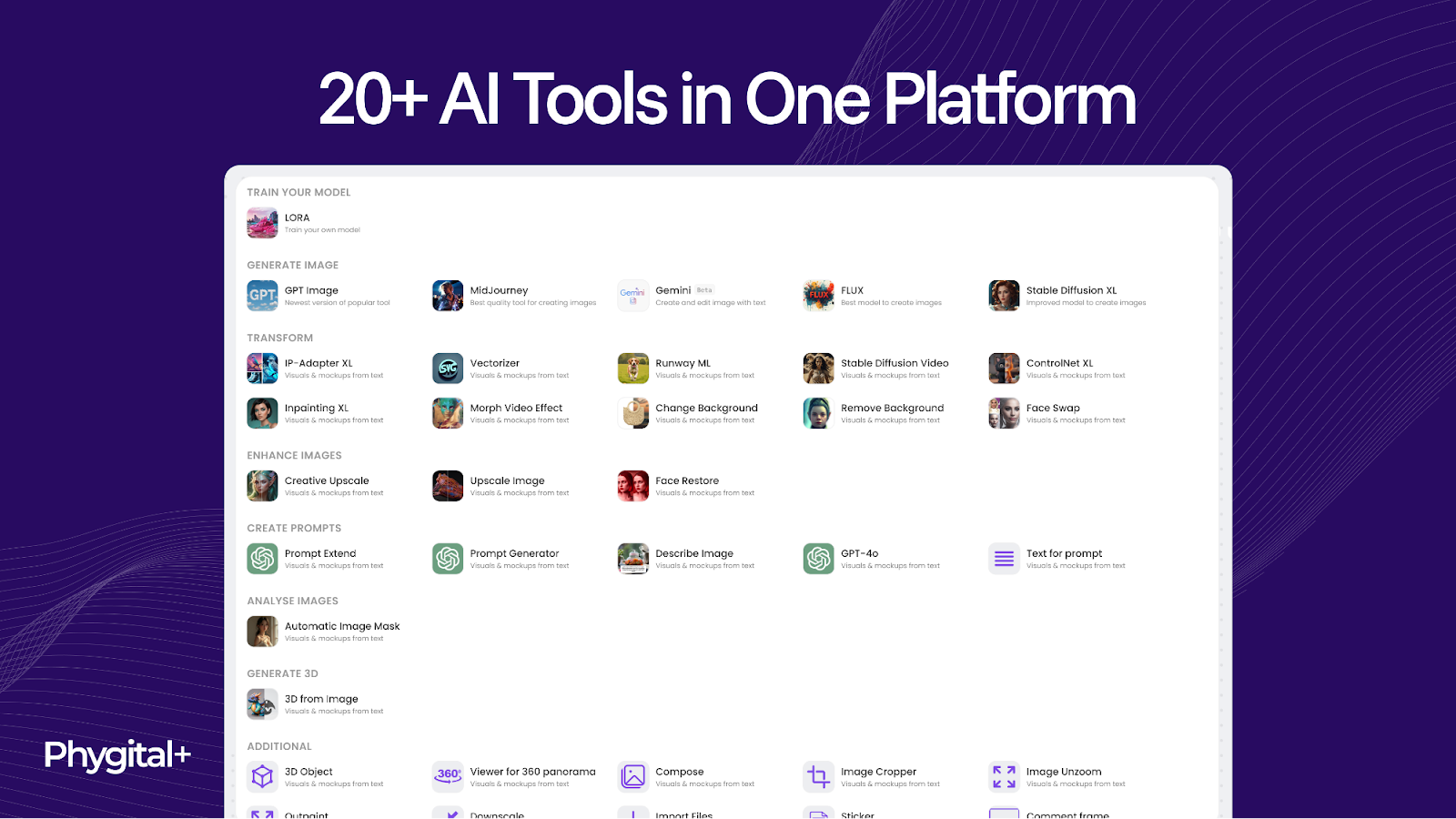 20+ AI tools