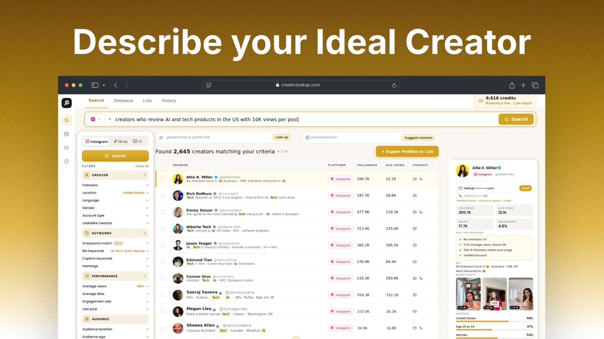 Creator search and discovery