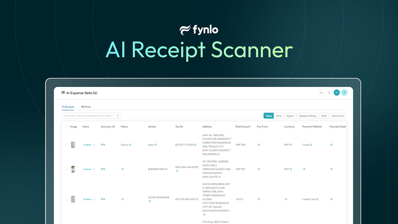 AI receipt scanner