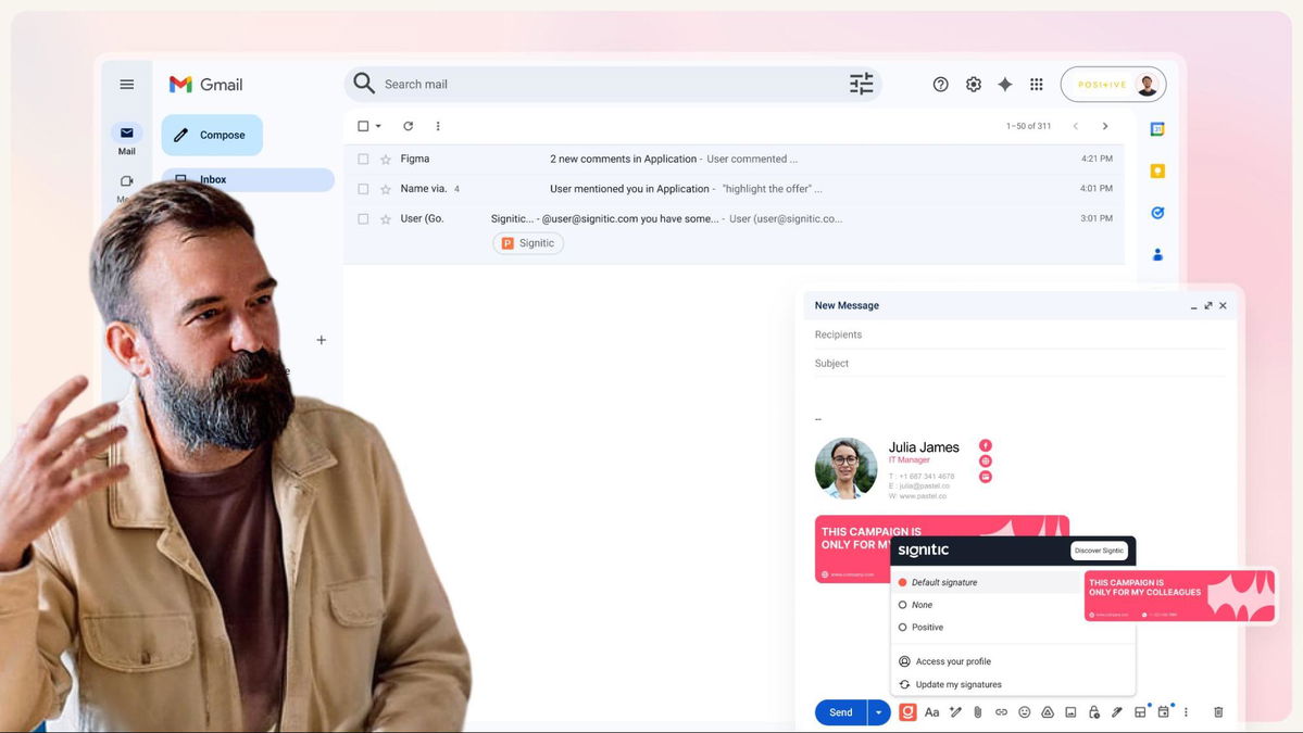 Email integration and signature pick