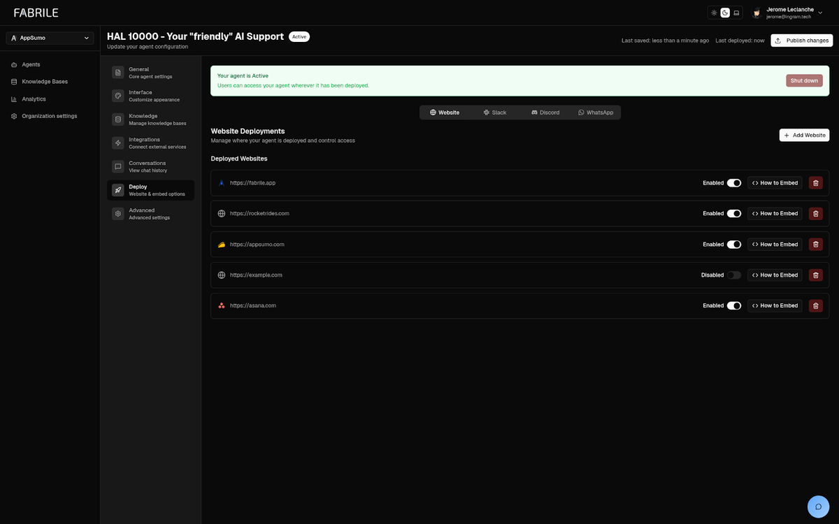 Deploy your AI agent to other platforms