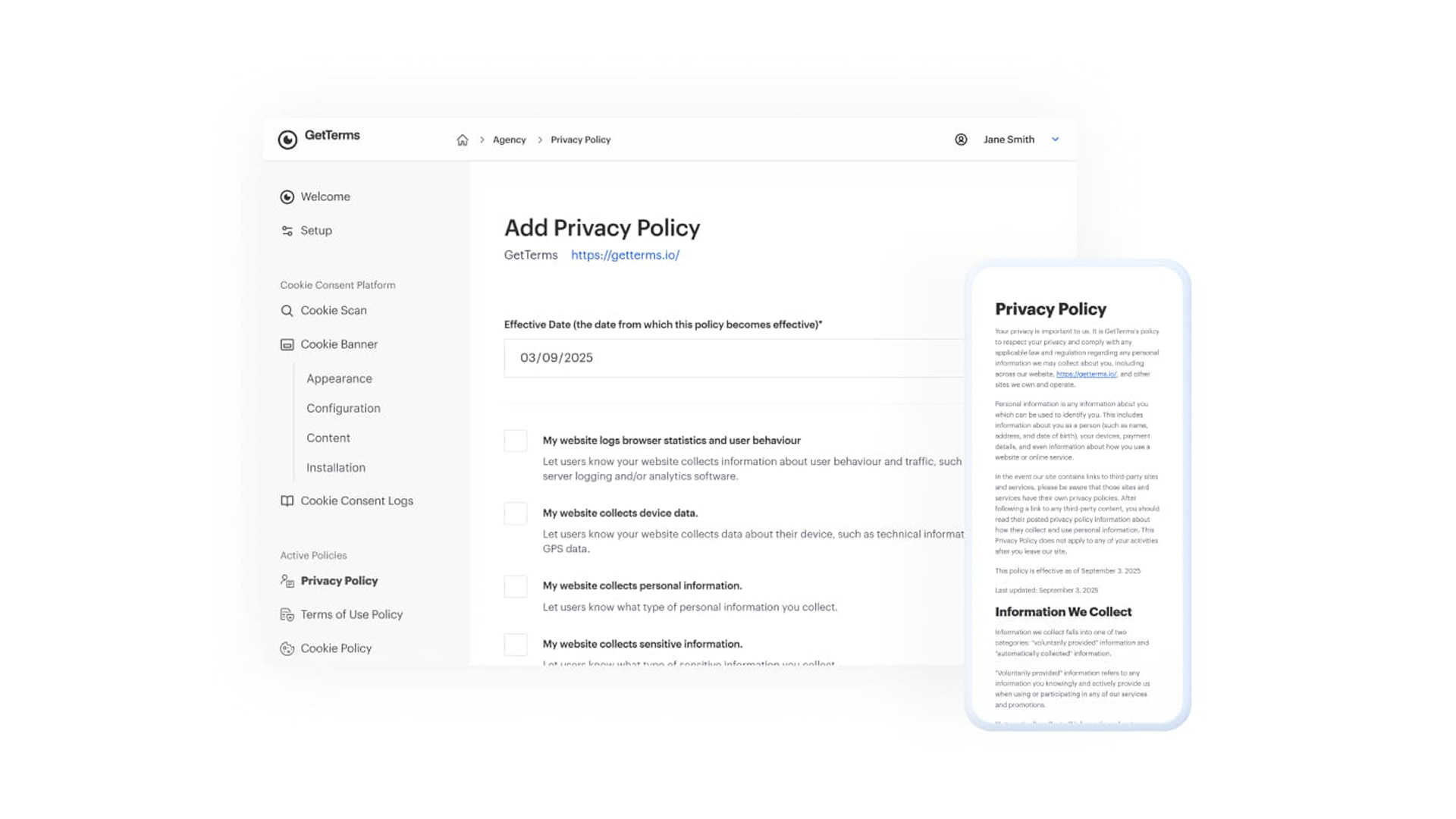 Privacy Policy generation
