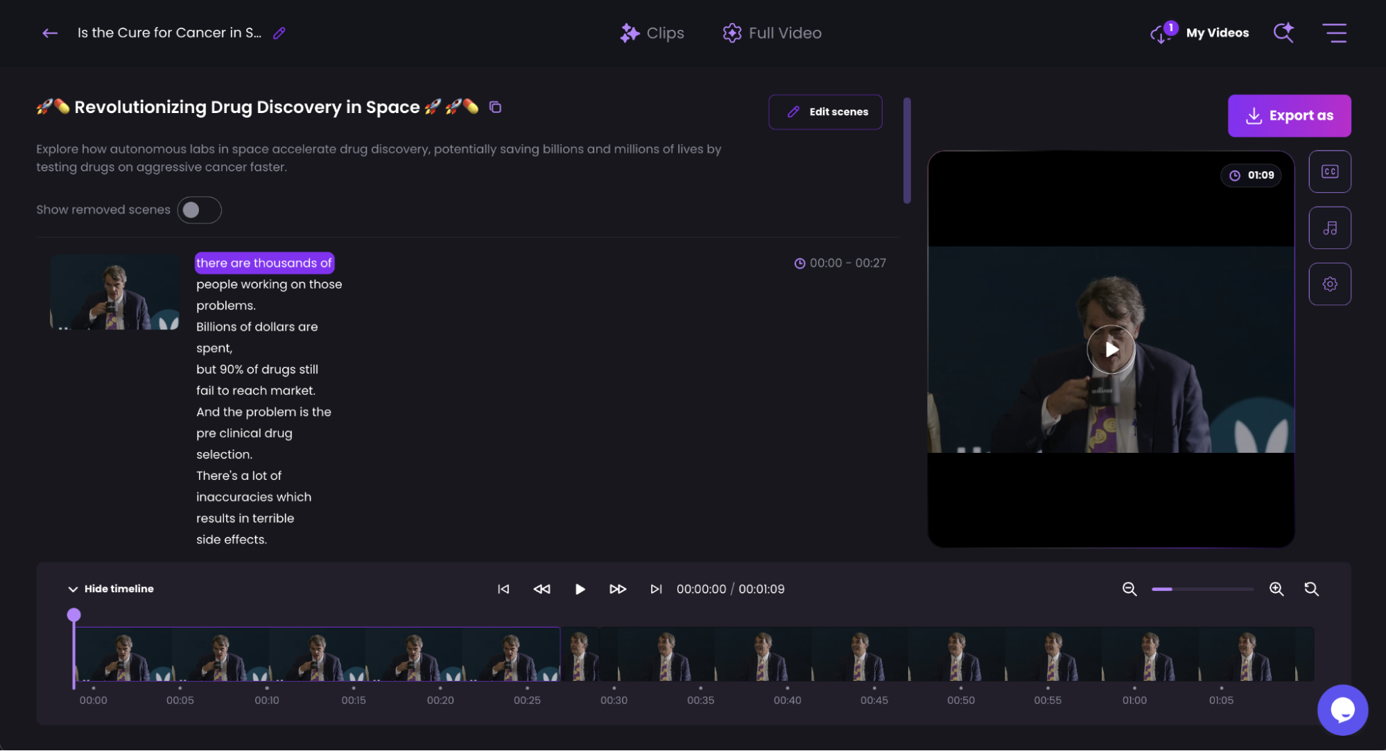 Editing timeline